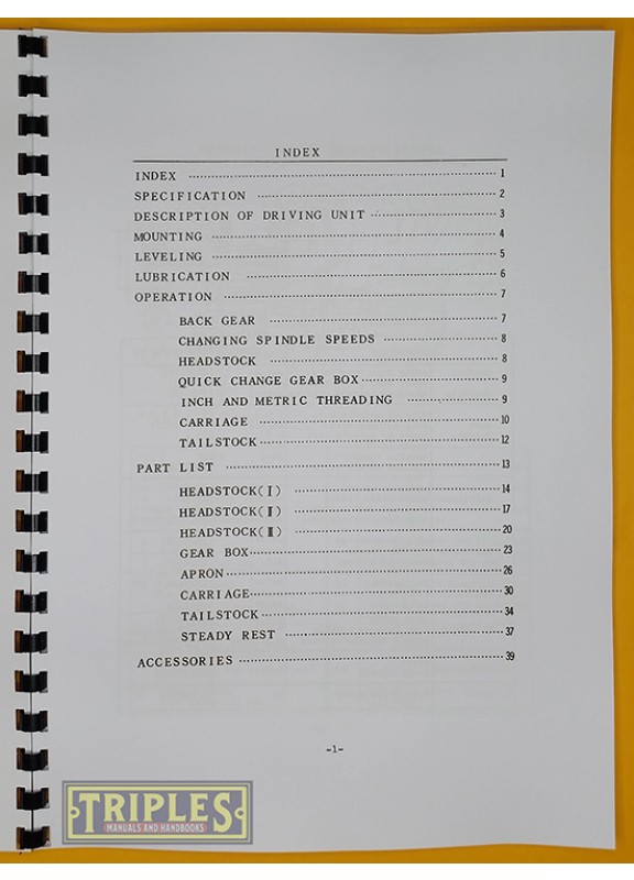 Takang TK101 Precision Bench Lathe Operating Manual and Parts List.